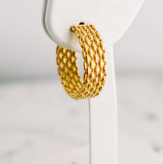 Wide Textured Hoop Earrings