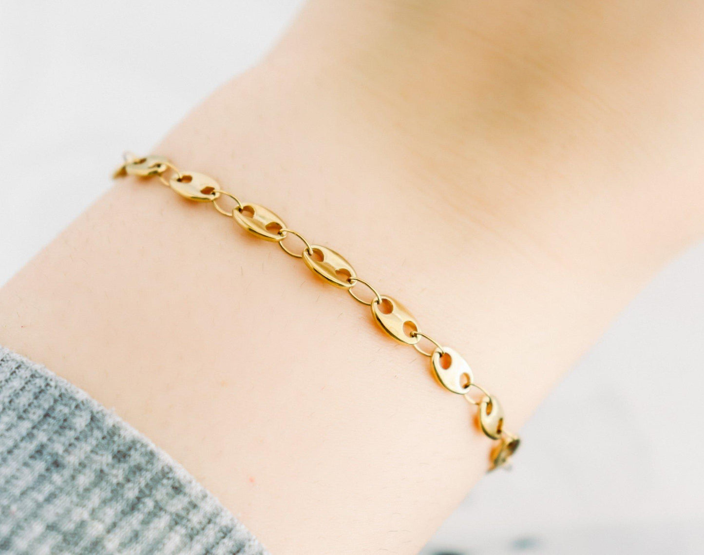 Coffee Bean Chain Bracelet