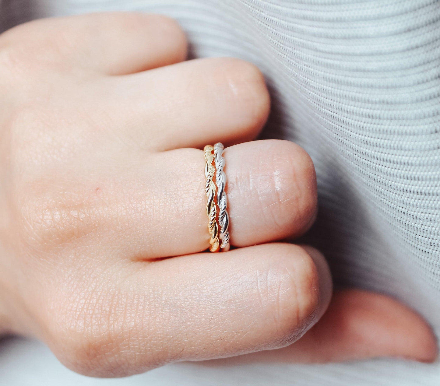 Textured Thin Twist Ring