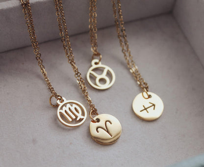 Outline Zodiac Pendant Necklace
