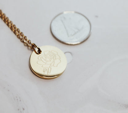 Birth Month Flower Pendant Necklace (Style 2)