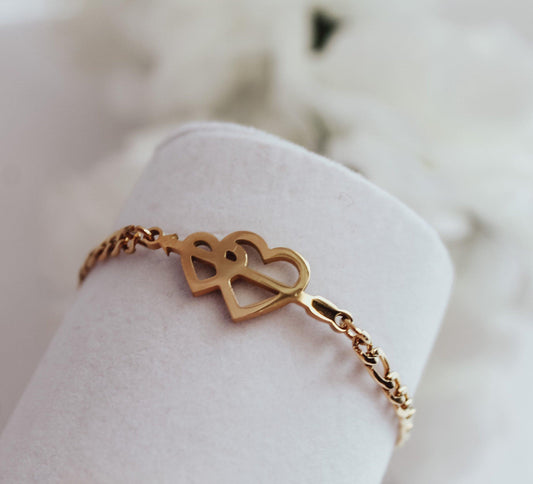 Two Hearts and Arrow Bracelet