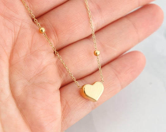 Mini Heart Beaded Chain Necklace