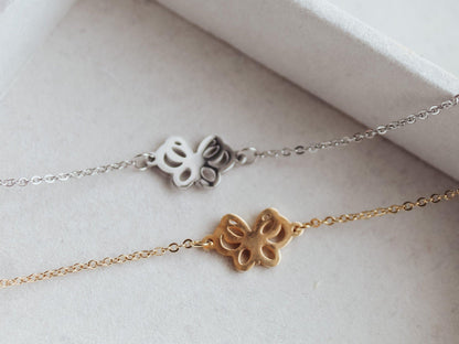 Mini Butterfly Outline Pendant Bracelet