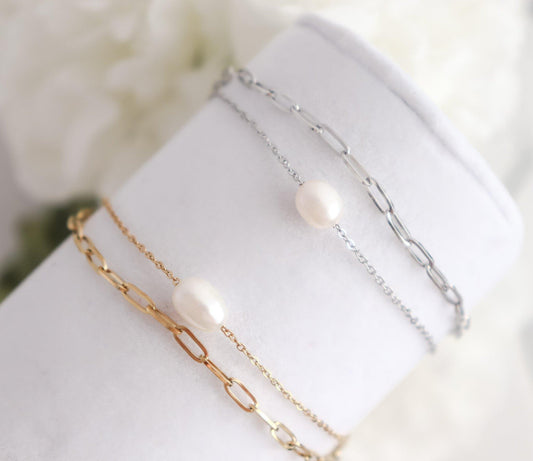Block Fresh Water Pearl Bracelet