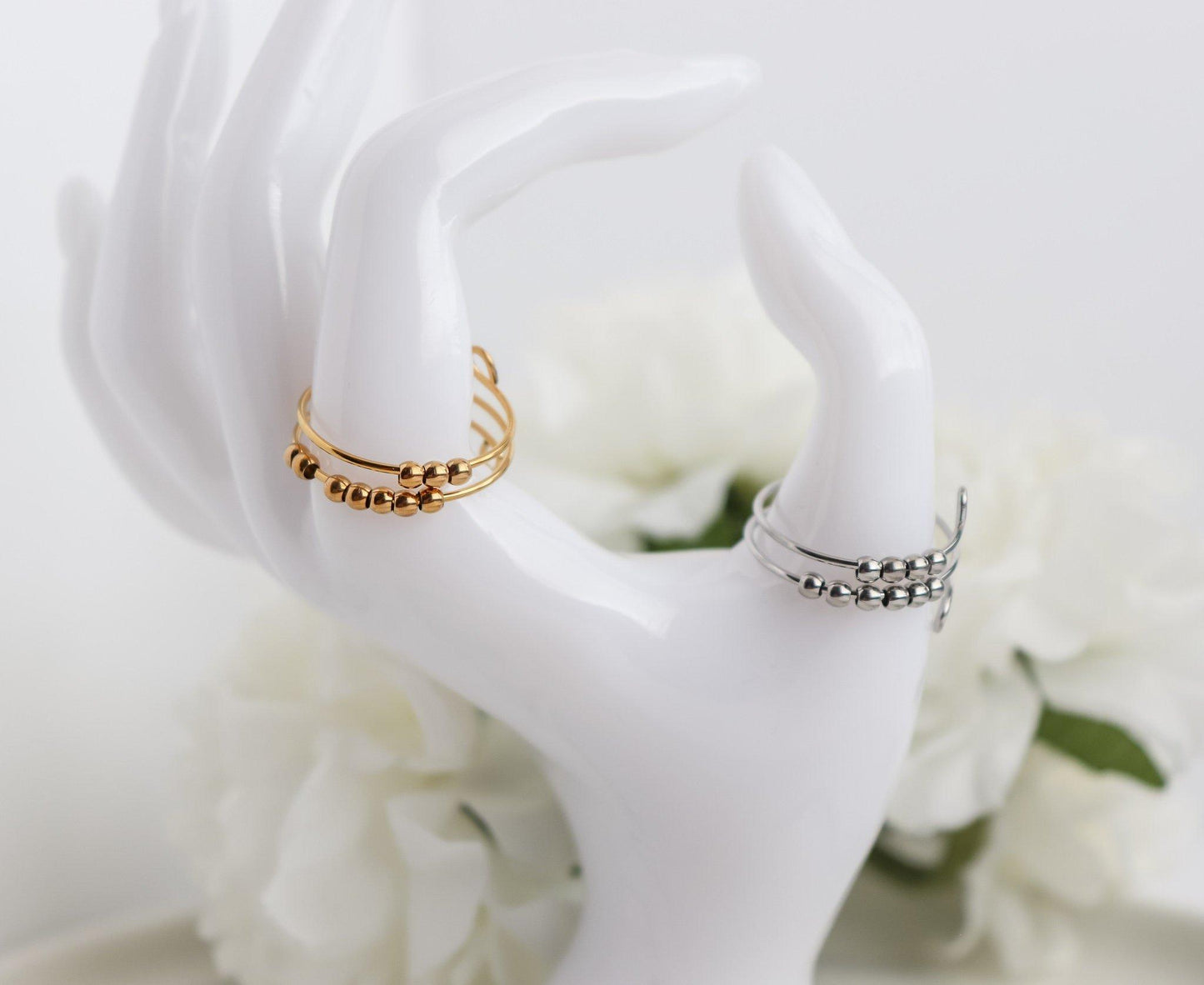 Double Loop Bead Fidget Ring