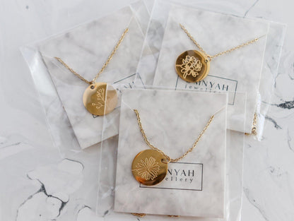 Birth Month Flower Pendant Necklace (Style 3)