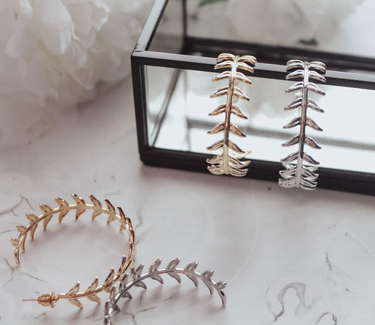 Leaf Vine Hoop Earrings