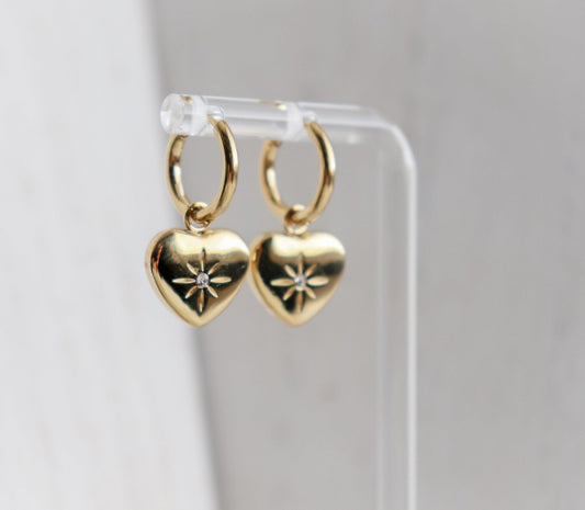 2 in 1 Hoop-Sun Heart Earrings