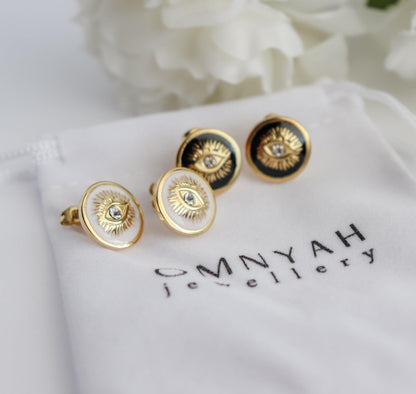 Black-White Evil Eye Stud Earrings