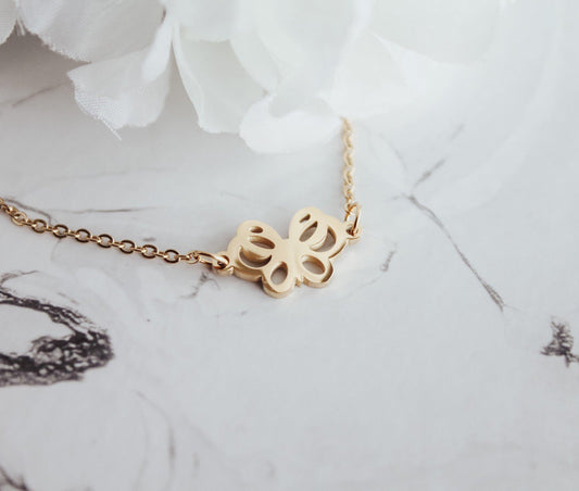 Mini Butterfly Outline Pendant Necklace