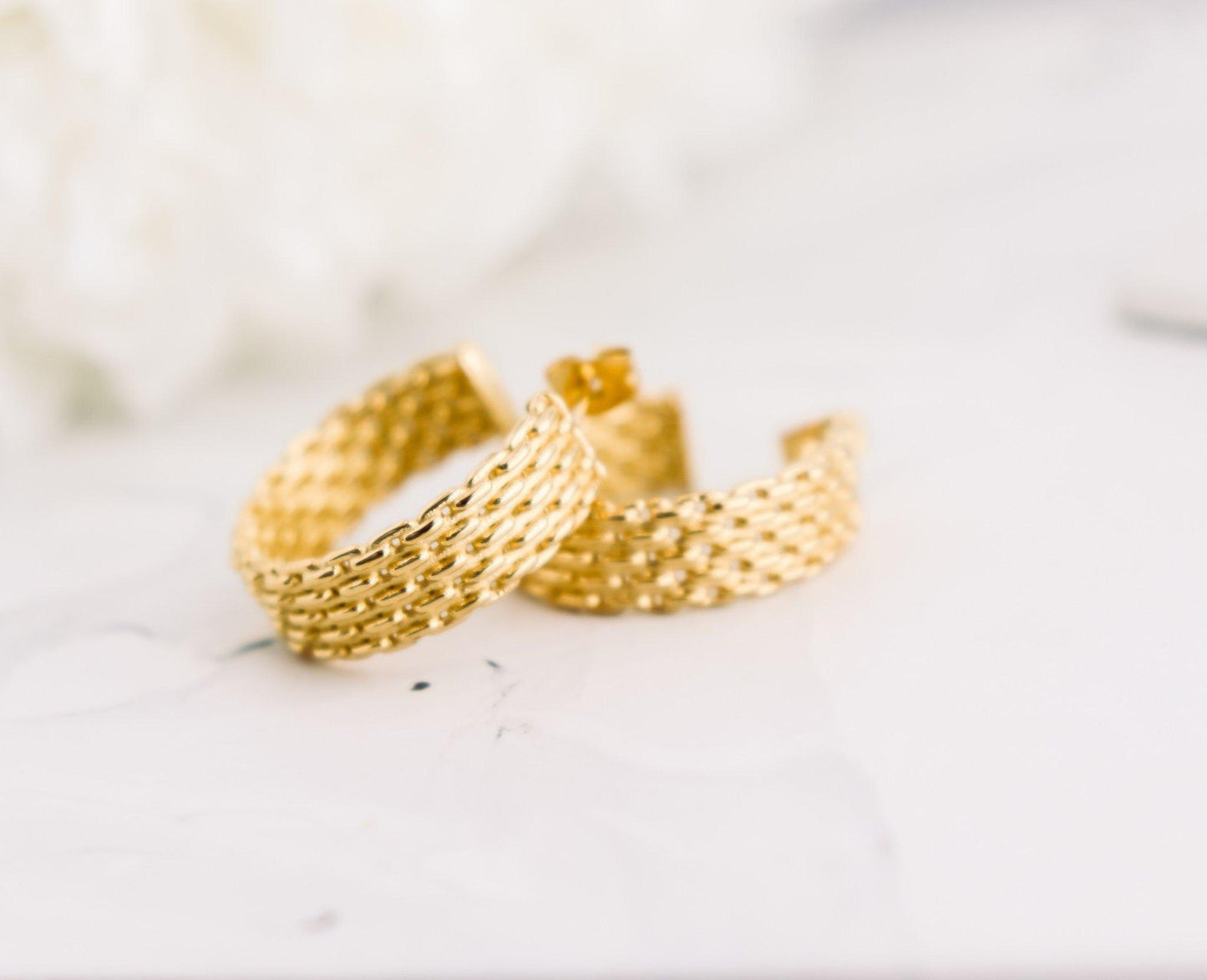 Wide Textured Hoop Earrings