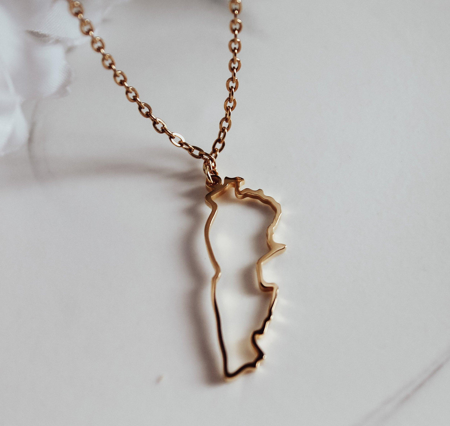 Lebanon Outline Map Necklace