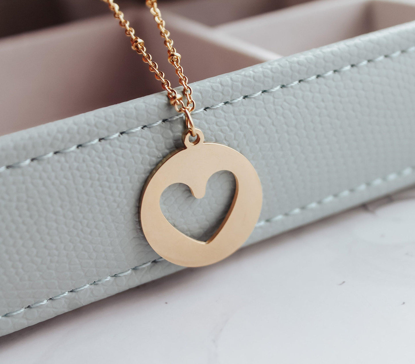 Circle Heart Cutout Necklace