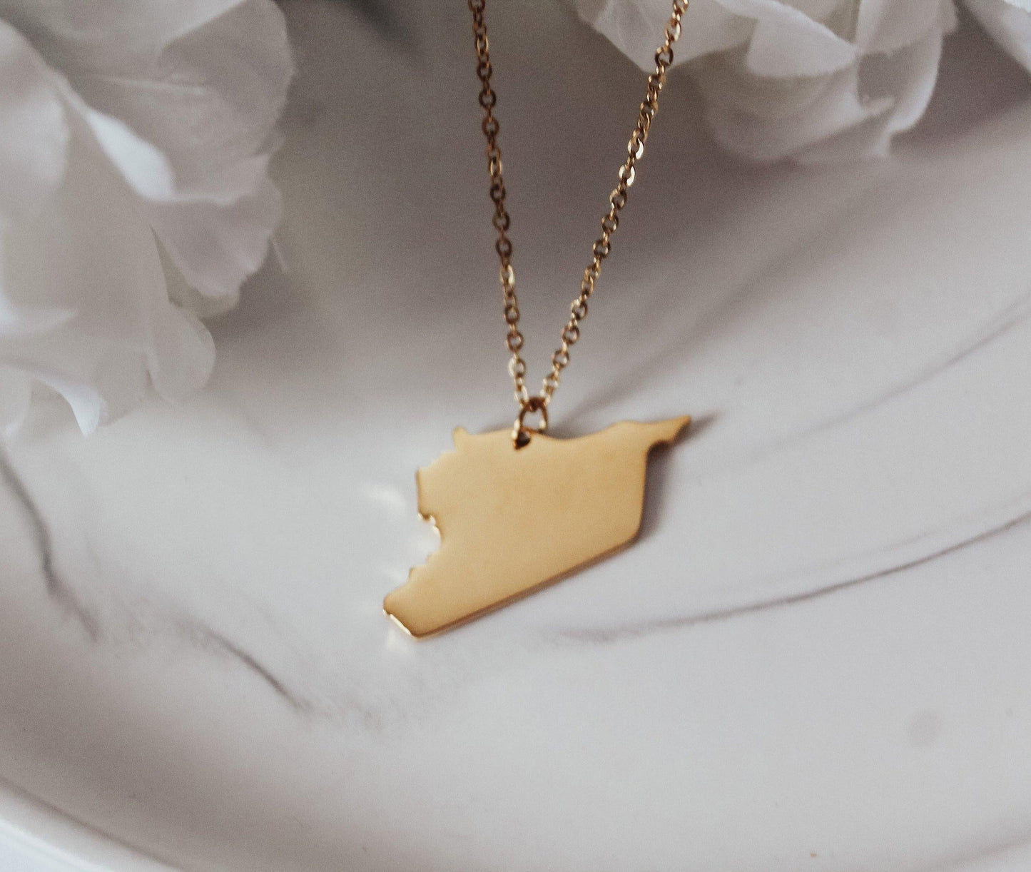 Syria Solid Map Necklace