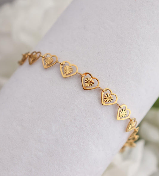Outline Heart Chain Bracelet
