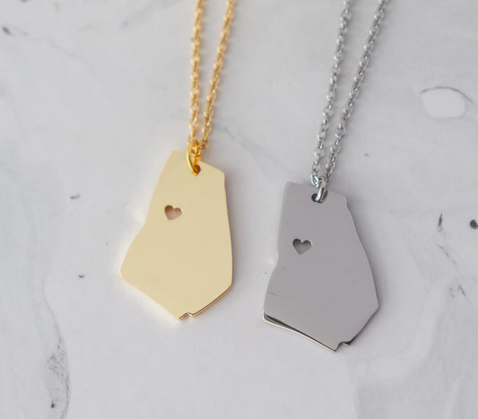 Solid Georgia Map Necklace