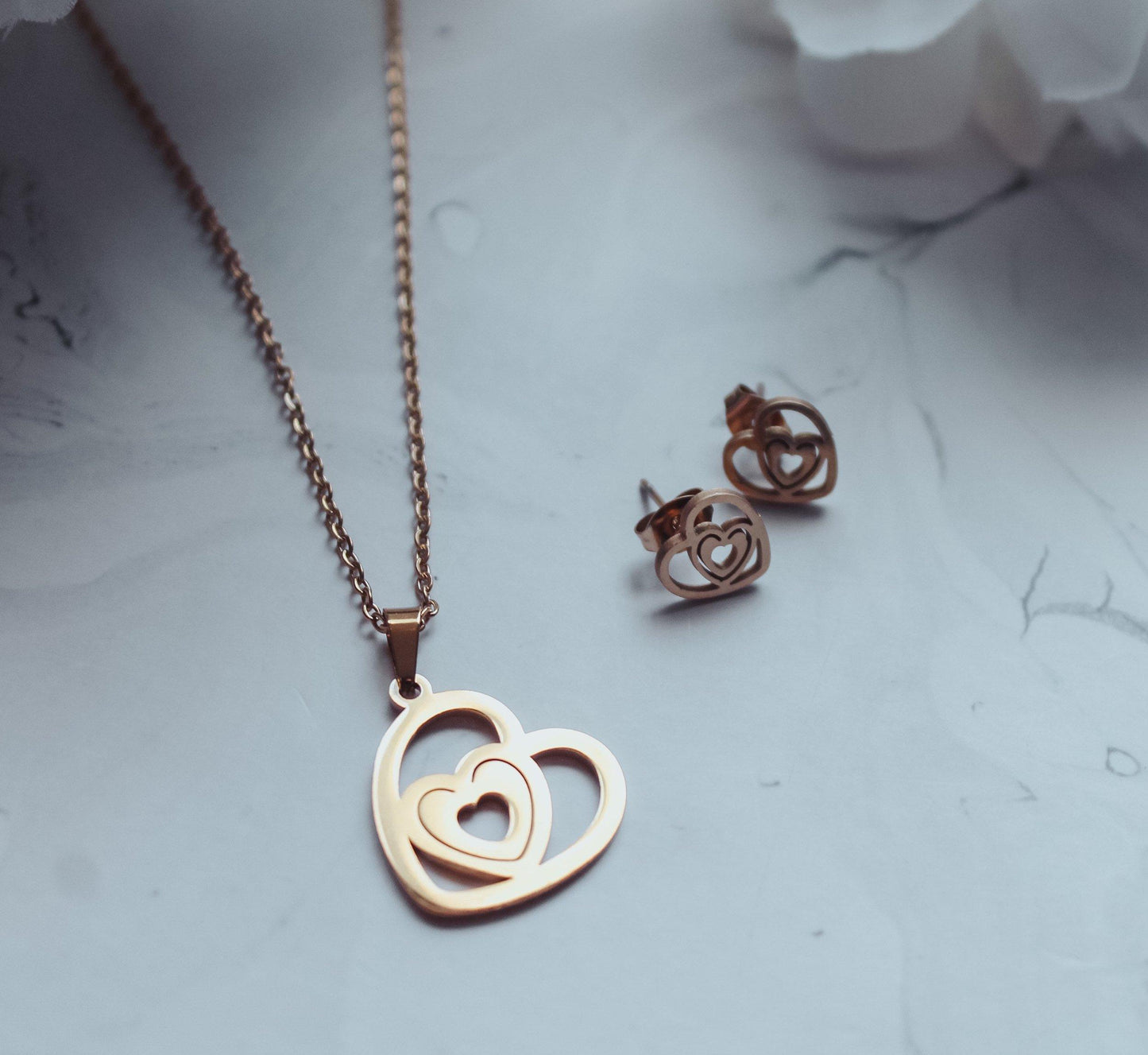 Heart Necklace & Earrings Set
