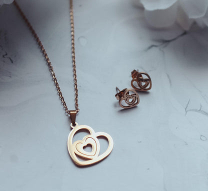 Heart Necklace & Earrings Set