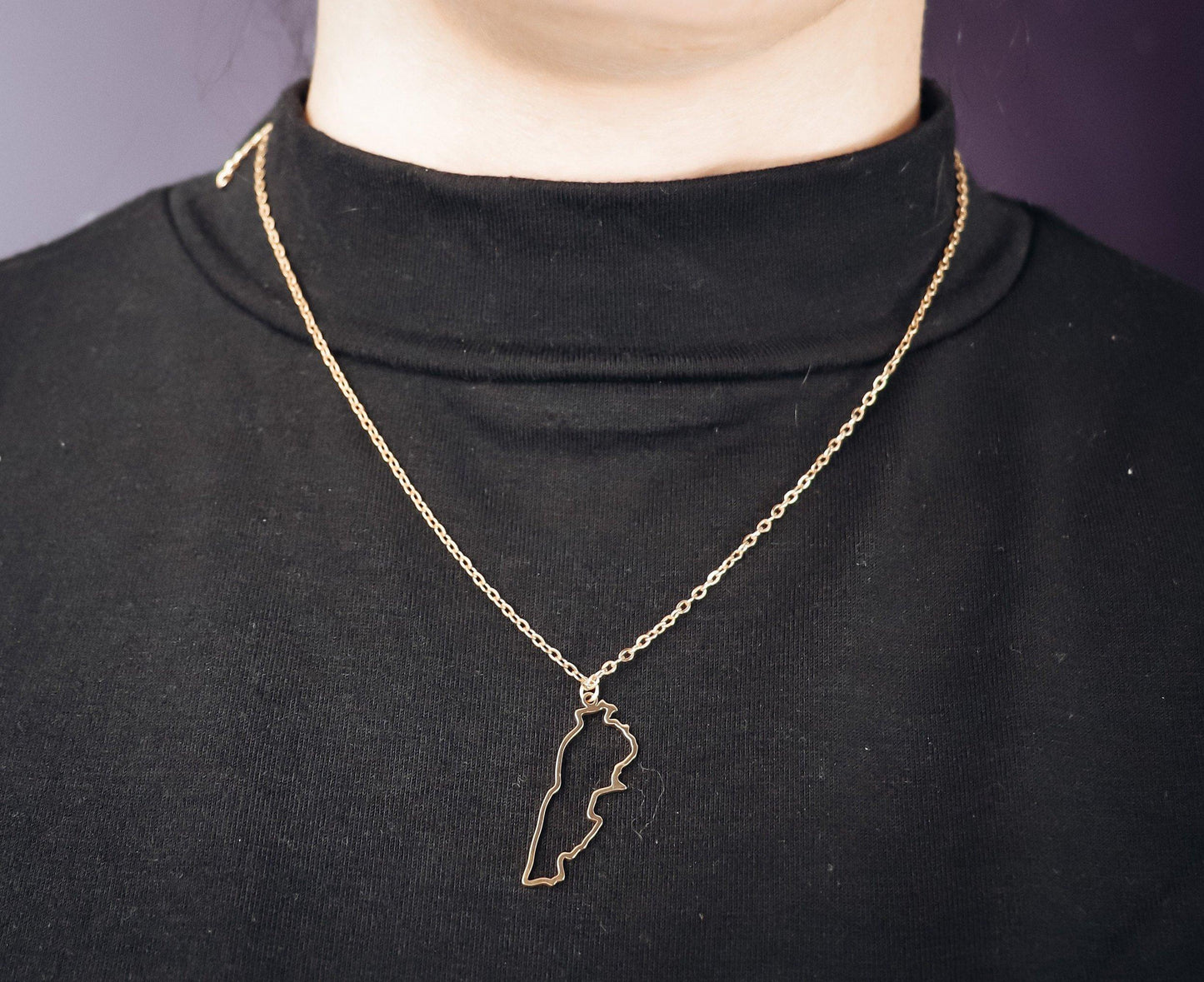 Lebanon Outline Map Necklace