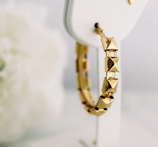 Square Studs Hoop Earrings