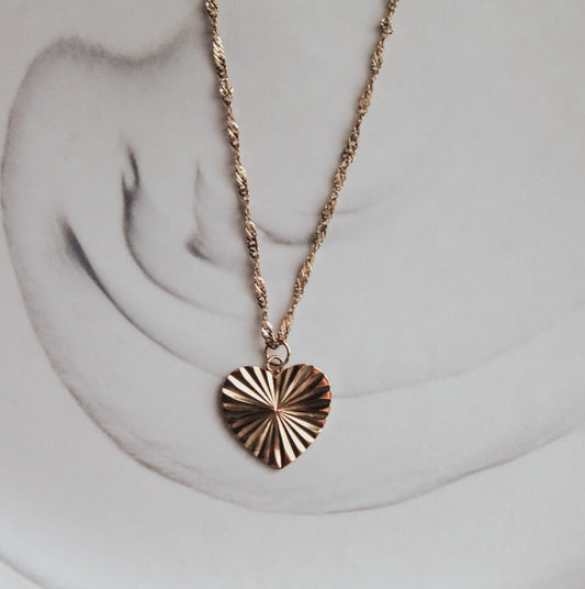 Defined Sunburst Heart Necklace